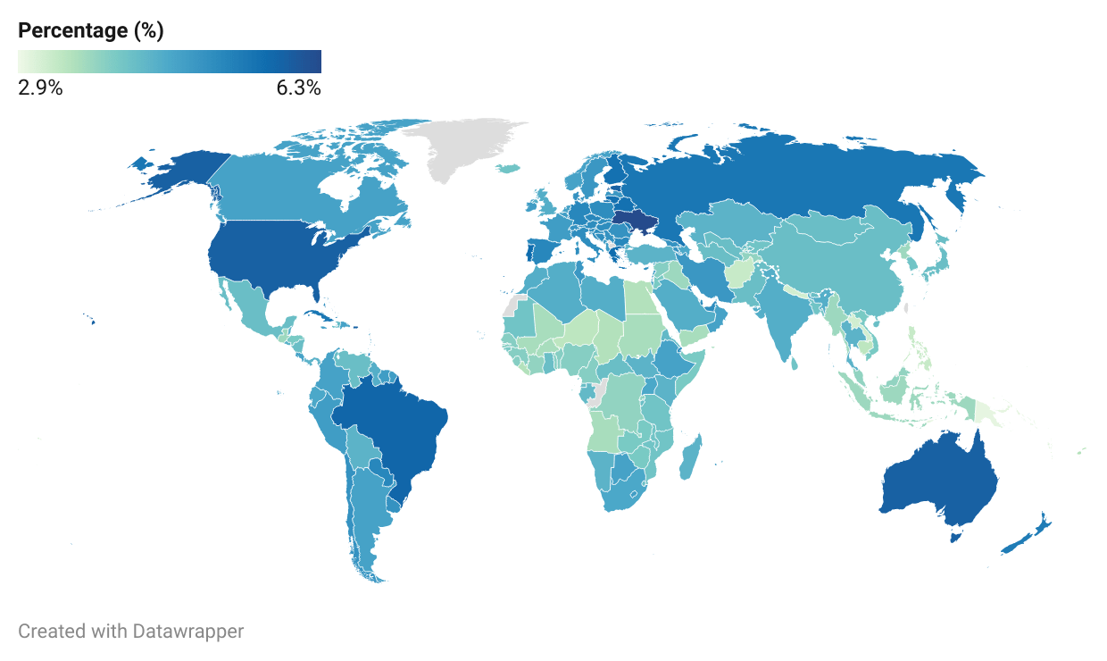Depression Rates by Country 2024