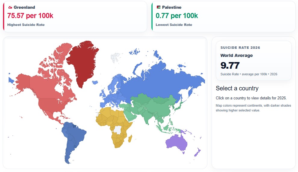 Suicide Rates by Country map