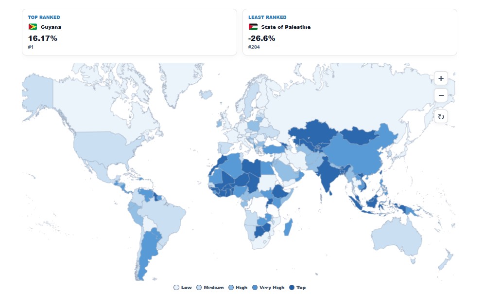 GDP PPP Growth Rate by Country map