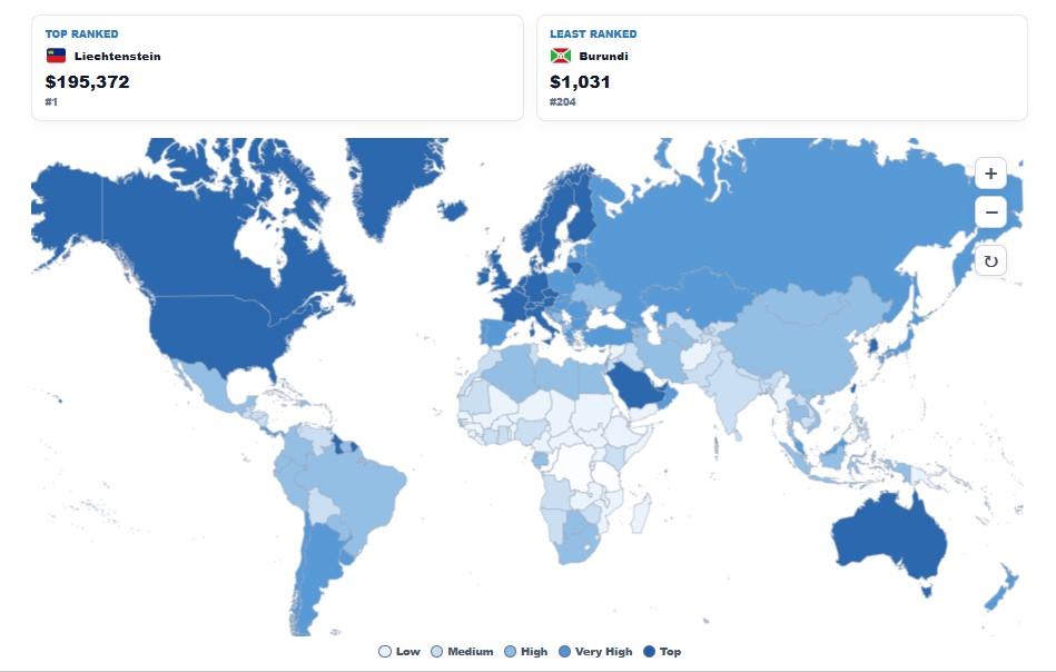 GDP PPP Per Capita by Country map