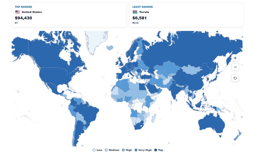 GDP Per Capita by Country map