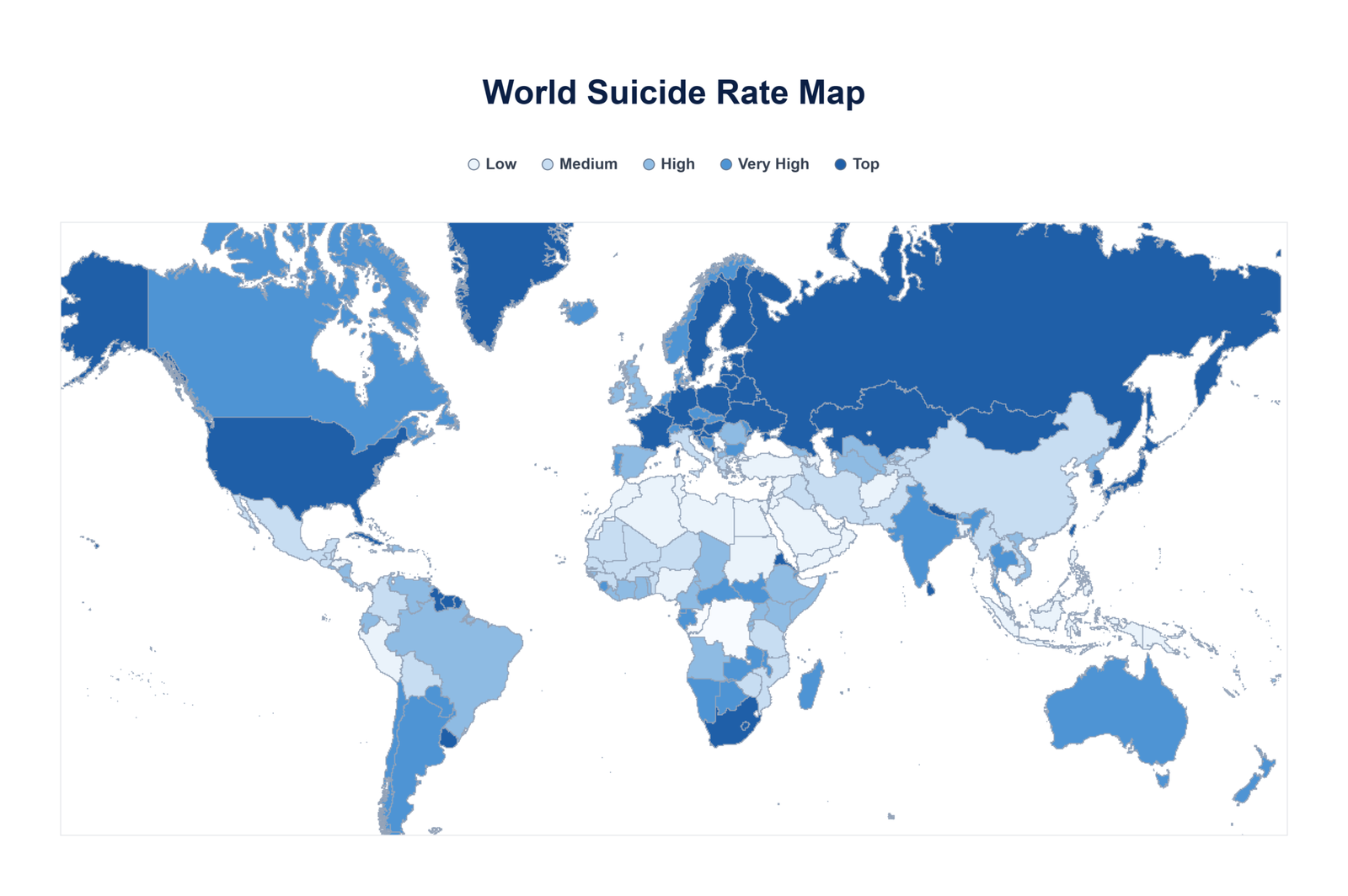 Suicide Rates by Country world map