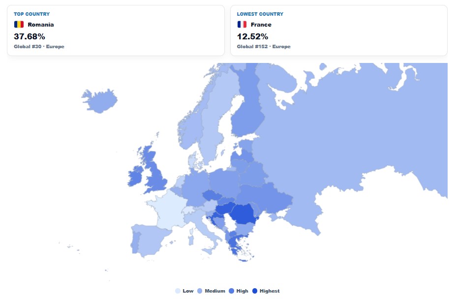 Obesity Rate in Europe map