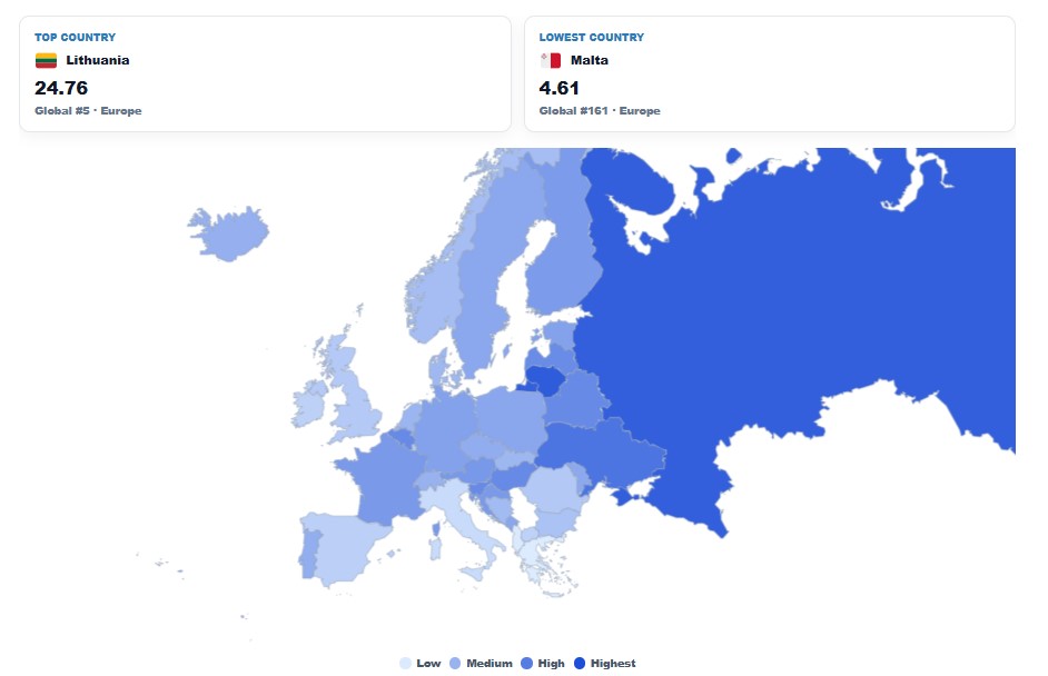 Suicide Rate in Europe map
