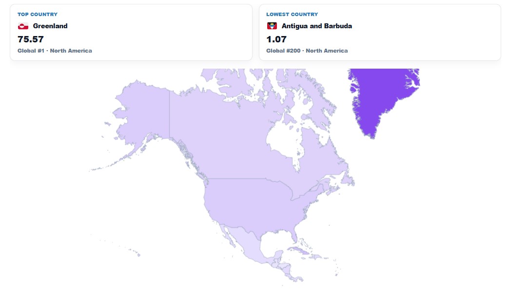 Suicide Rate in North America map