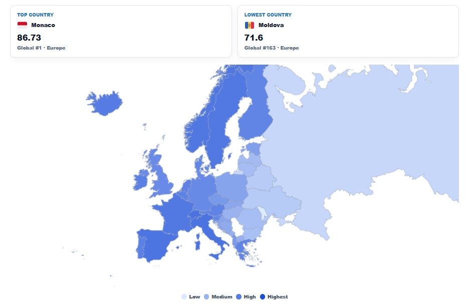 Life Expectancy in Europe map