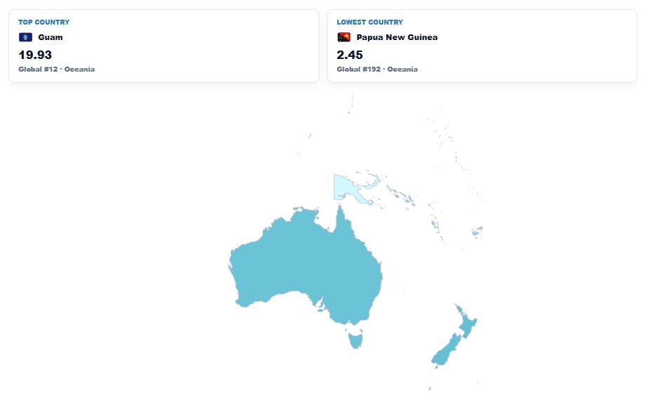 Suicide Rate in Oceania map