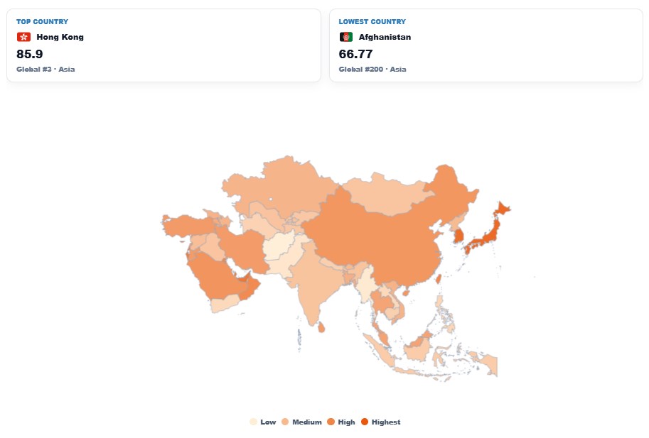 Life Expectancy in Asia map