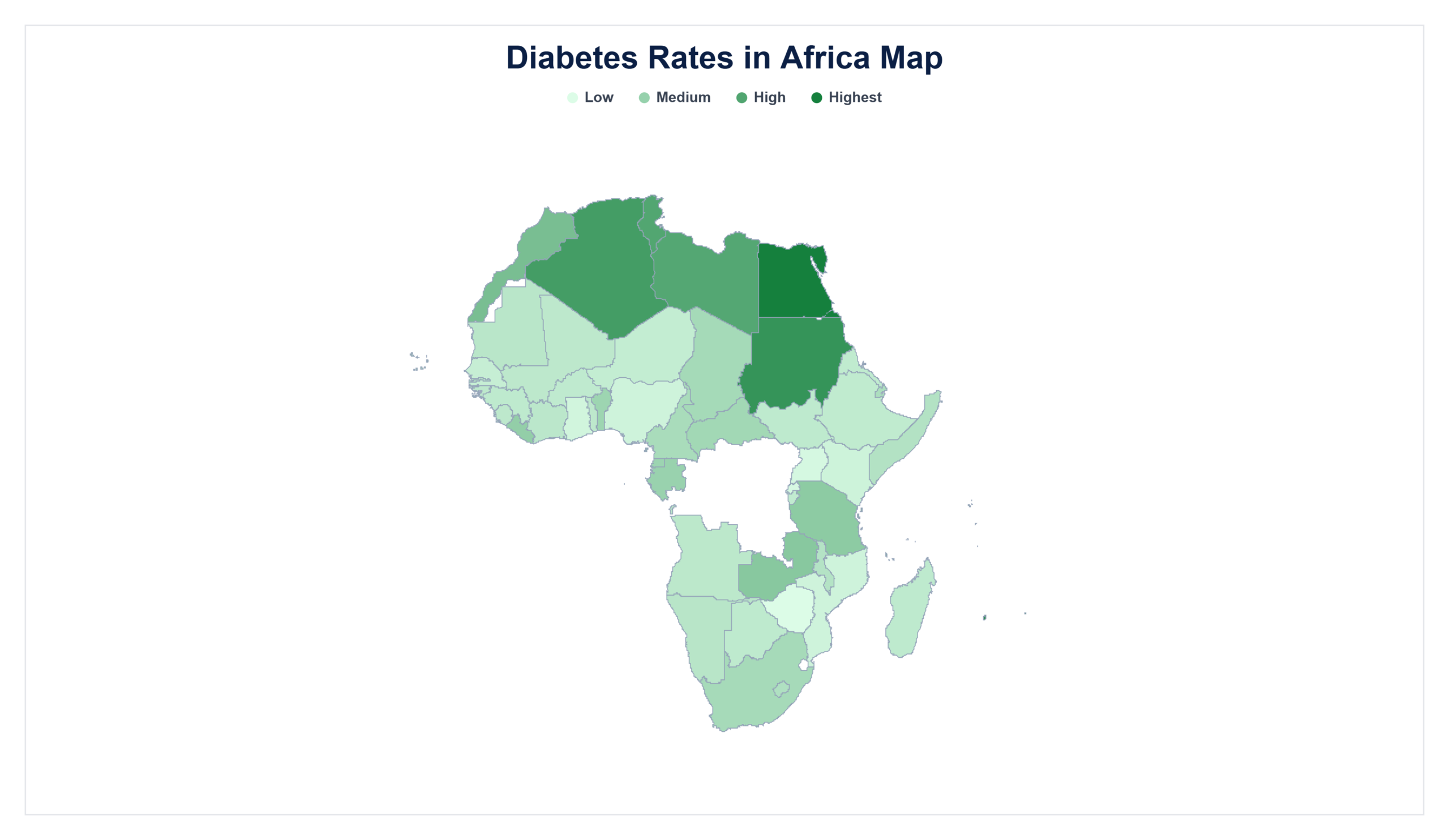 Diabetes Rates in Africa map