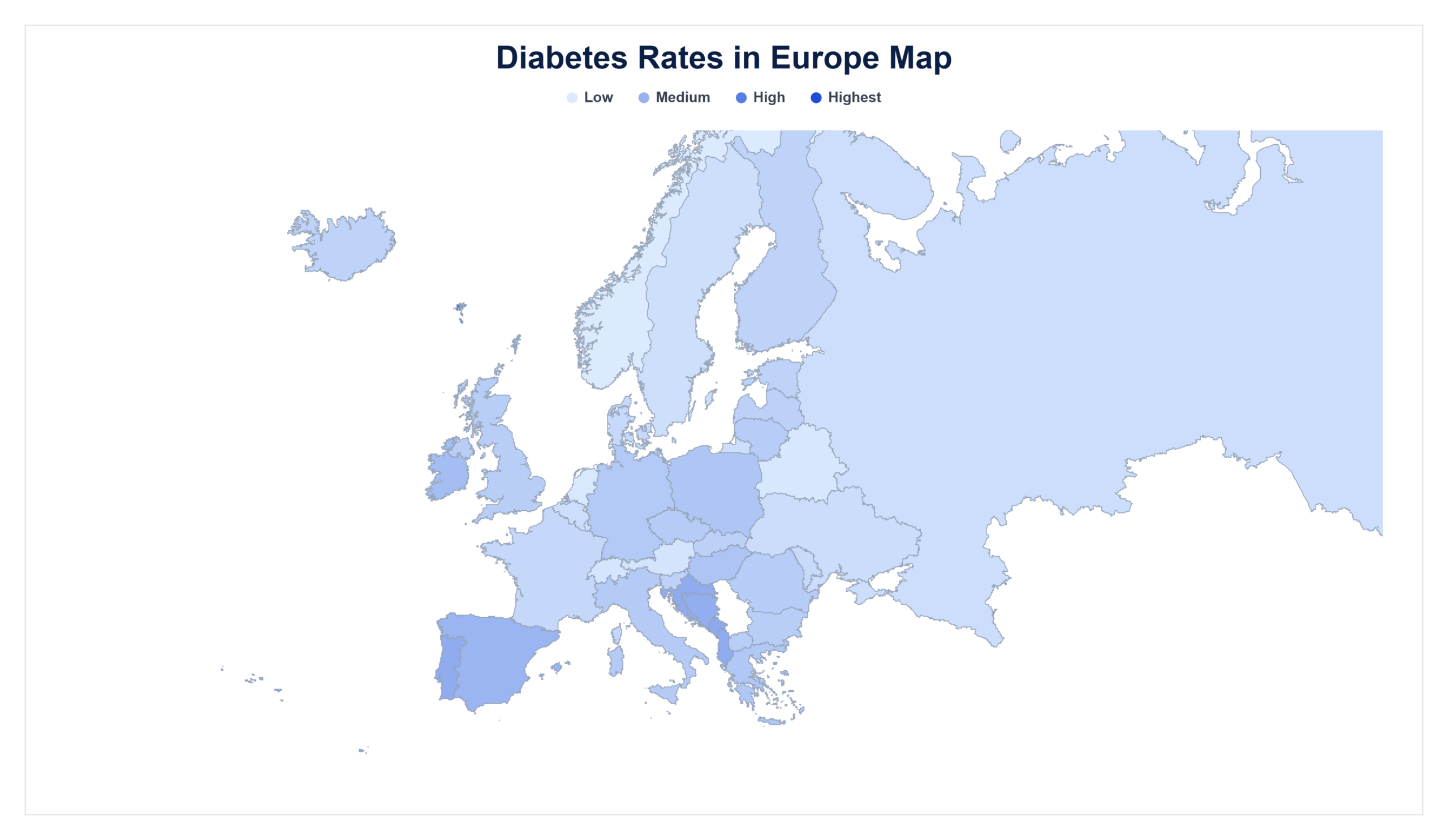 Diabetes Rates in Europe map