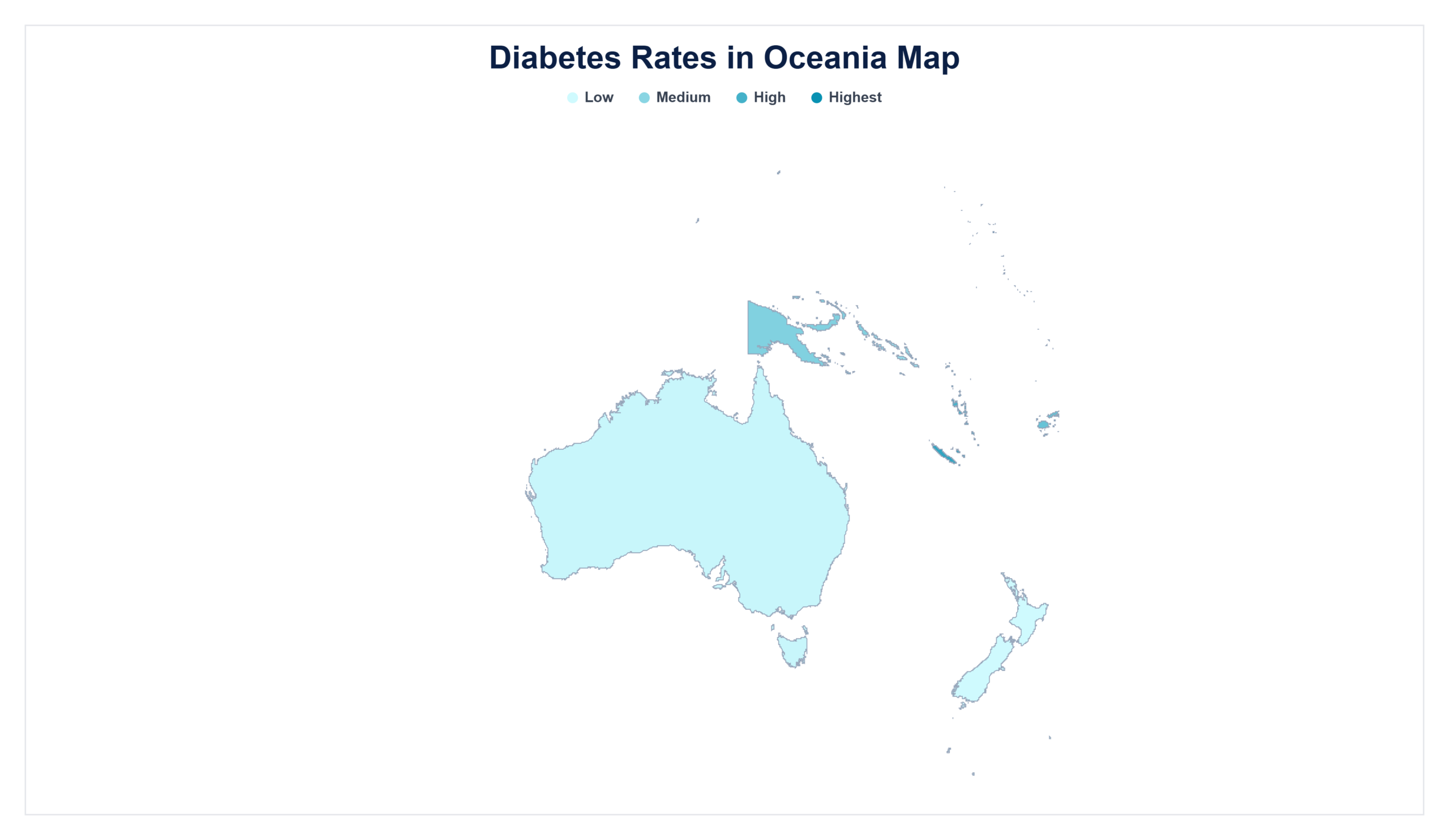 Diabetes Rates in Oceania map