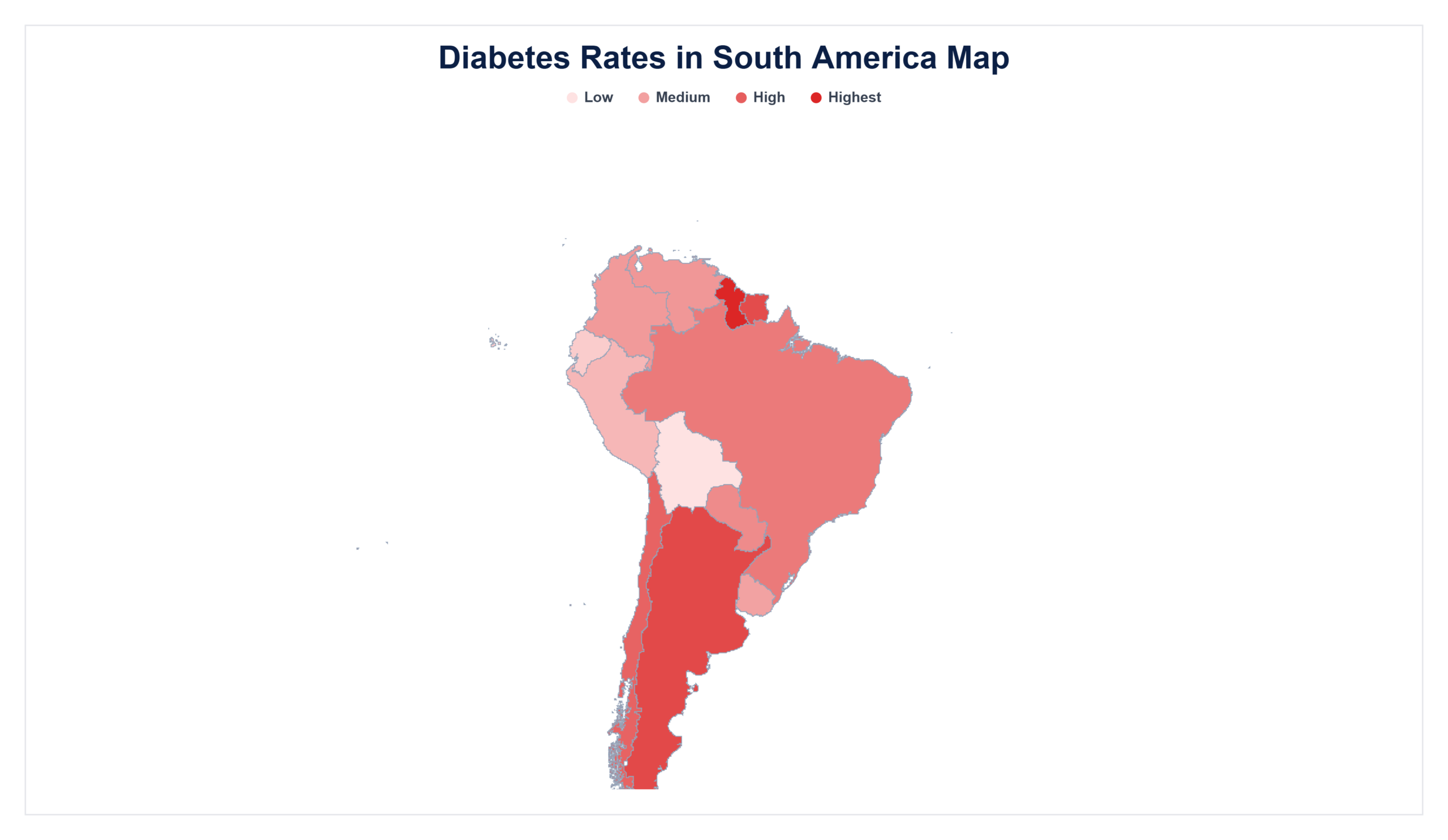 Diabetes Rates in South America map
