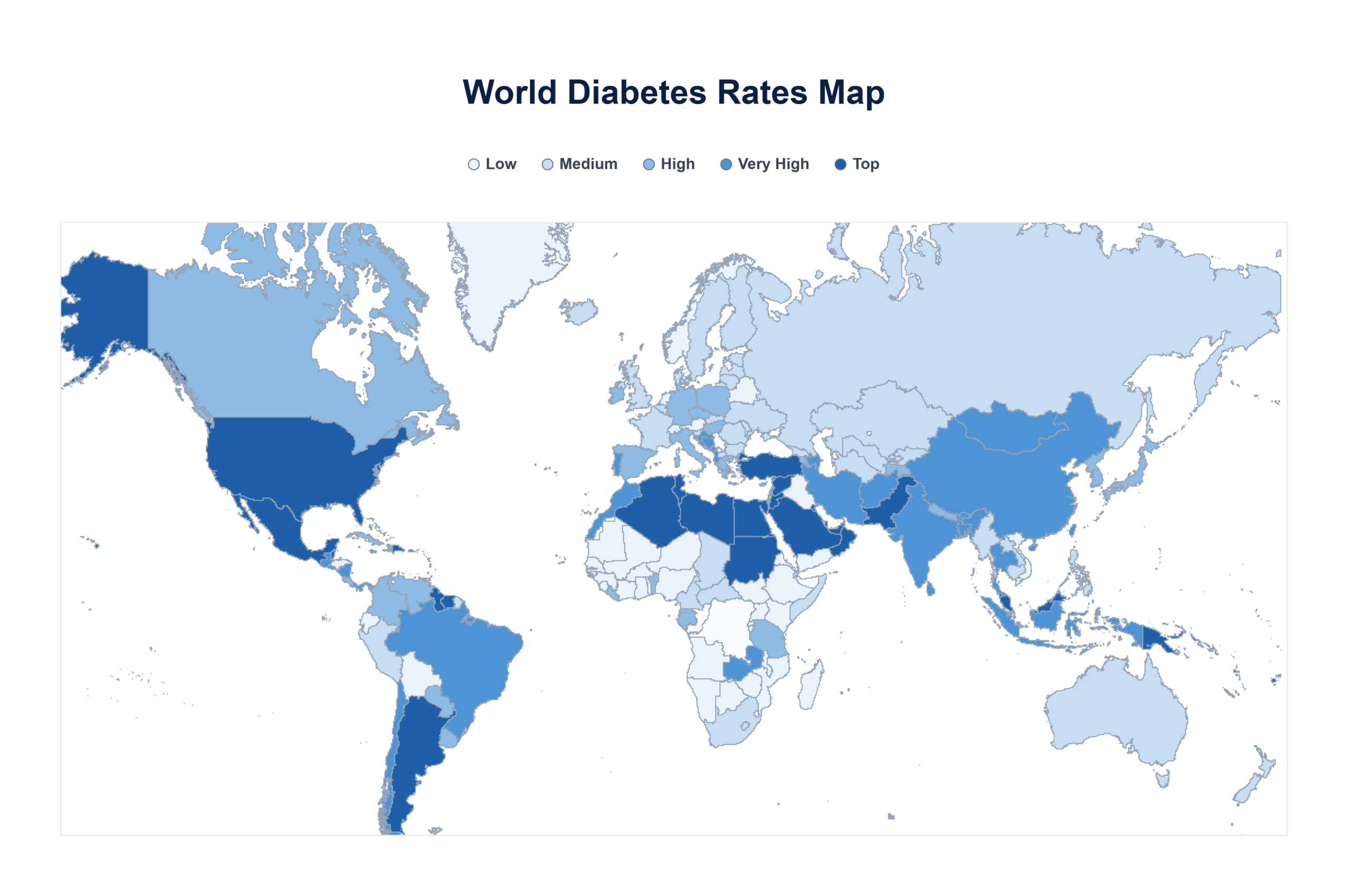 Diabetes Rates by Country map