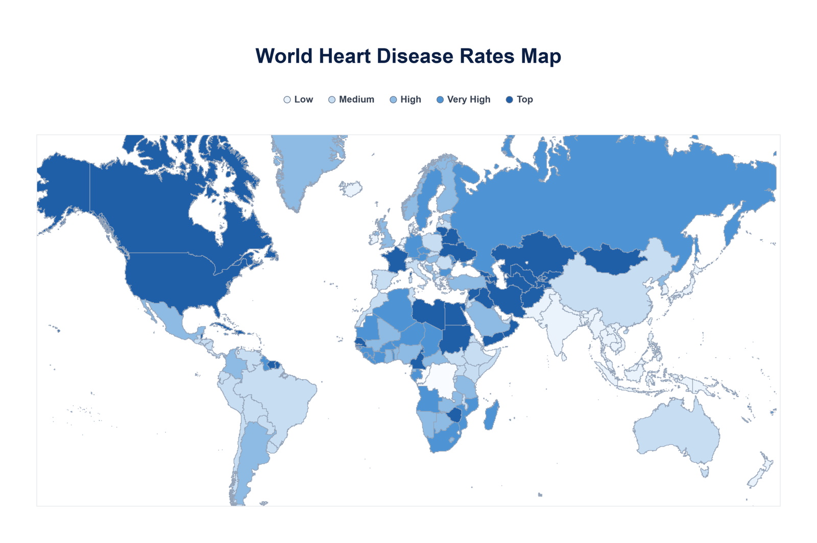 Heart Disease Rate by Country map
